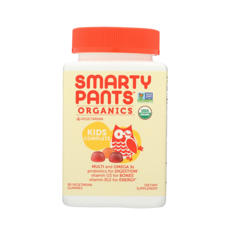 SmartyPants Vegetarian Organic Kids Daily Gummy Vitamins: Multivitamin, Gluten Free, Non-GMO, Omega-3, Probiotic, Vitamin D3, Methylcobalamin B12, Zinc; 120 Count (30 Day Supply)